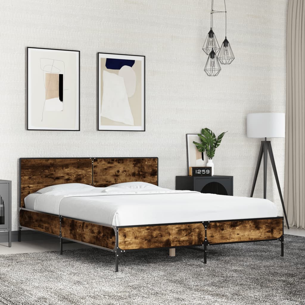 Cadre de lit sans matelas chêne fumé 120x190 cm - XIOS