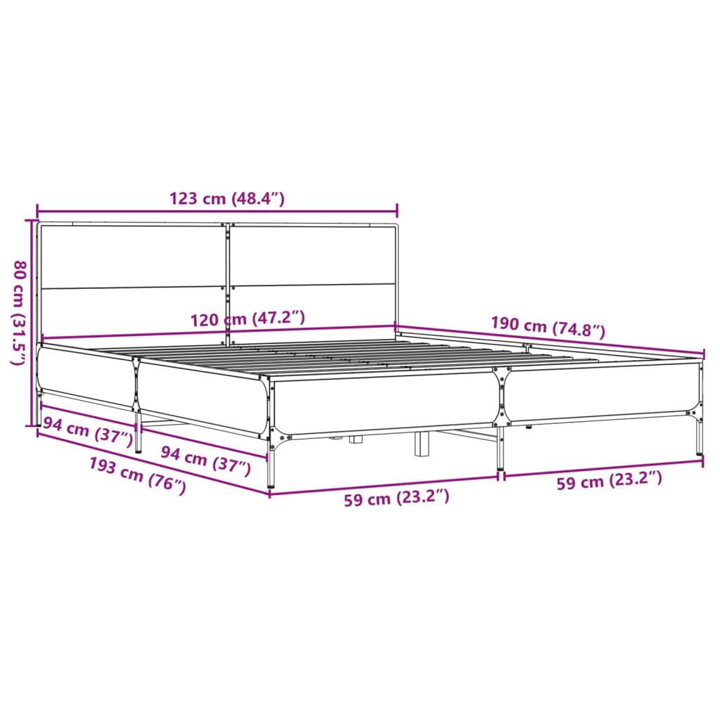 Cadre de lit sans matelas chêne marron 120x190 cm - XIOS