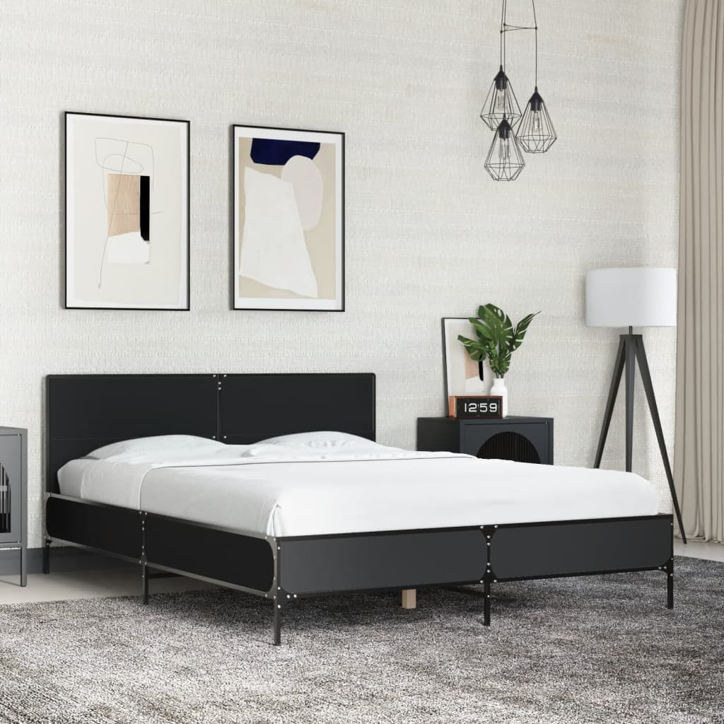 Cadre de lit sans matelas noir 135x190 cm - XIOS