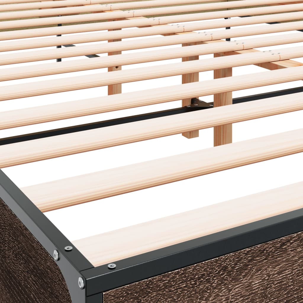 Cadre de lit sans matelas chêne marron 135x190 cm - XIOS