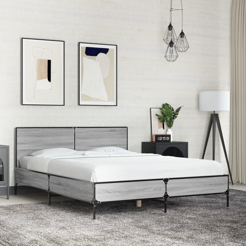 Cadre de lit sans matelas sonoma gris 140x190 cm - XIOS