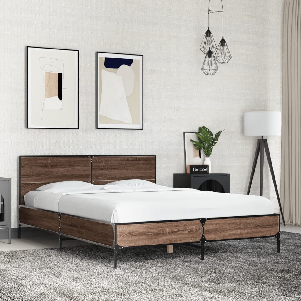 Cadre de lit sans matelas chêne marron 140x190 cm - XIOS