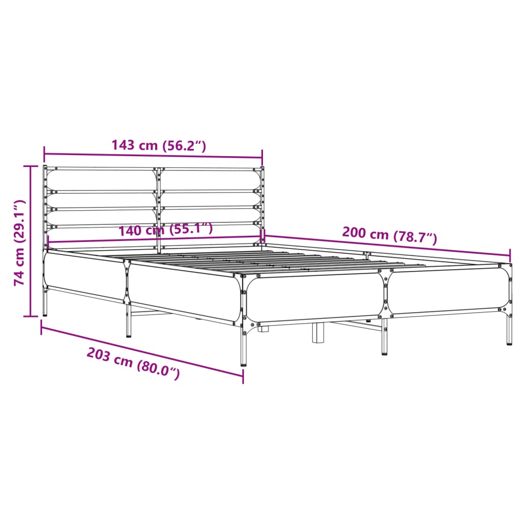 Cadre de lit sans matelas chêne marron 140x200 cm - XIOS