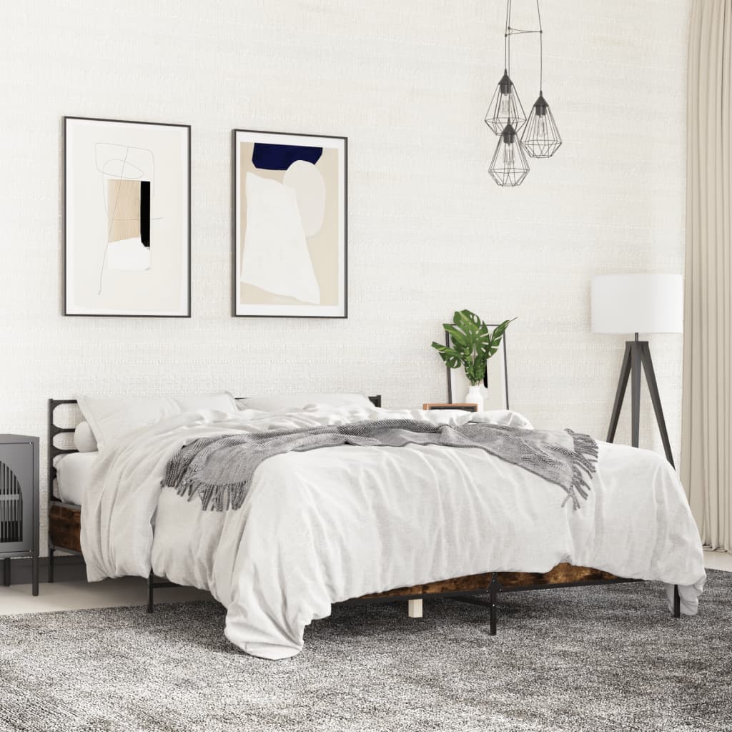 Cadre de lit sans matelas chêne fumé 150x200 cm - XIOS