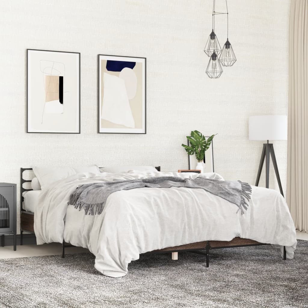 Cadre de lit sans matelas chêne marron 150x200 cm - XIOS