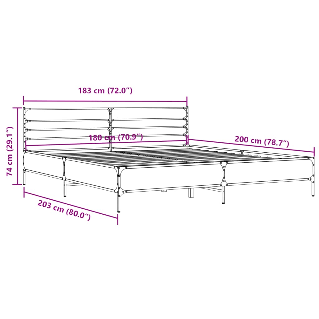 Cadre de lit sans matelas noir 180x200 cm - XIOS