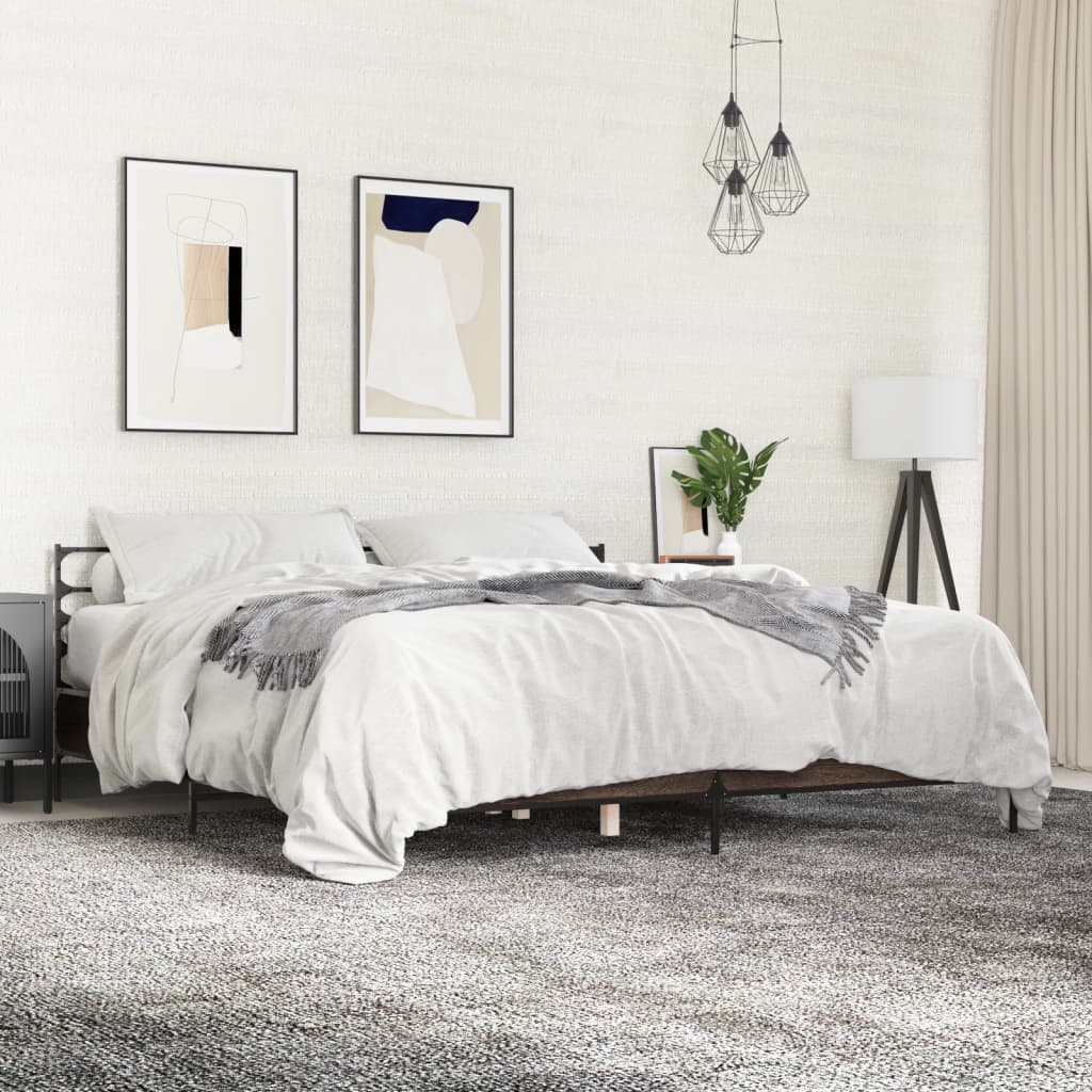 Cadre de lit sans matelas chêne marron 200x200 cm - XIOS