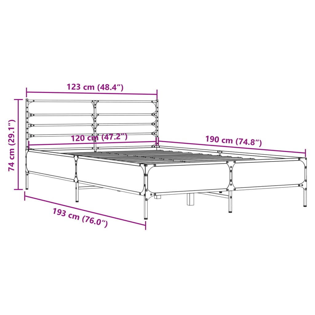 Cadre de lit sans matelas sonoma gris 120x190 cm - XIOS