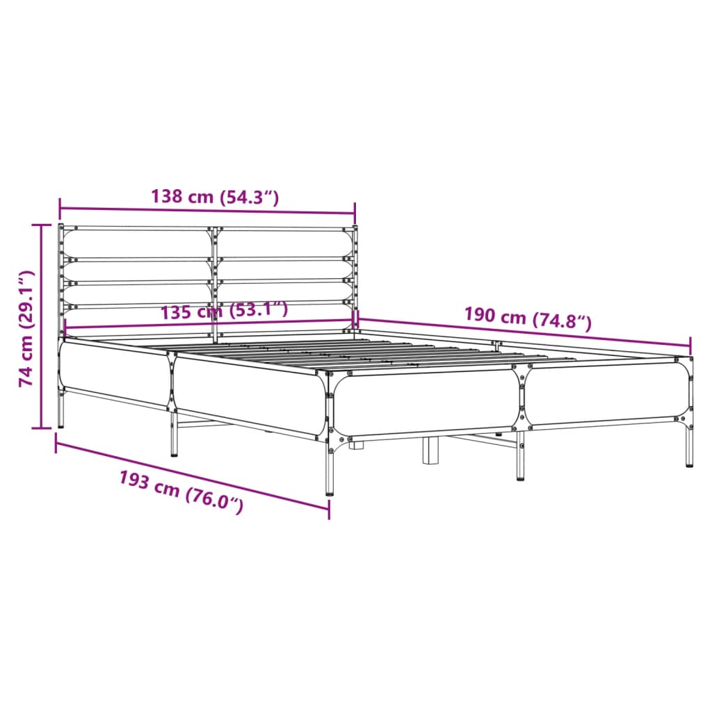Cadre de lit sans matelas chêne sonoma 135x190 cm - XIOS