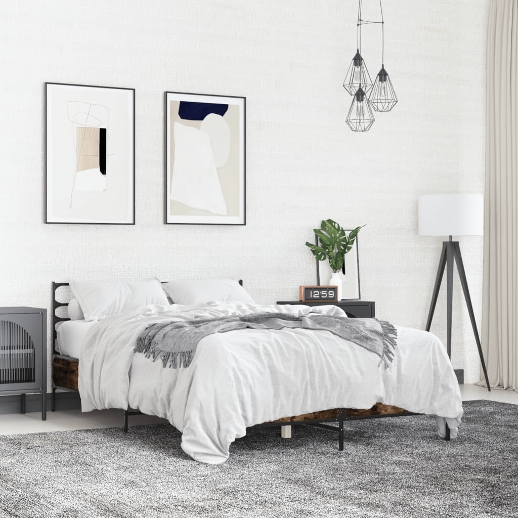 Cadre de lit sans matelas chêne fumé 135x190 cm - XIOS