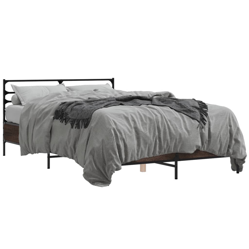 Cadre de lit sans matelas chêne marron 135x190 cm - XIOS