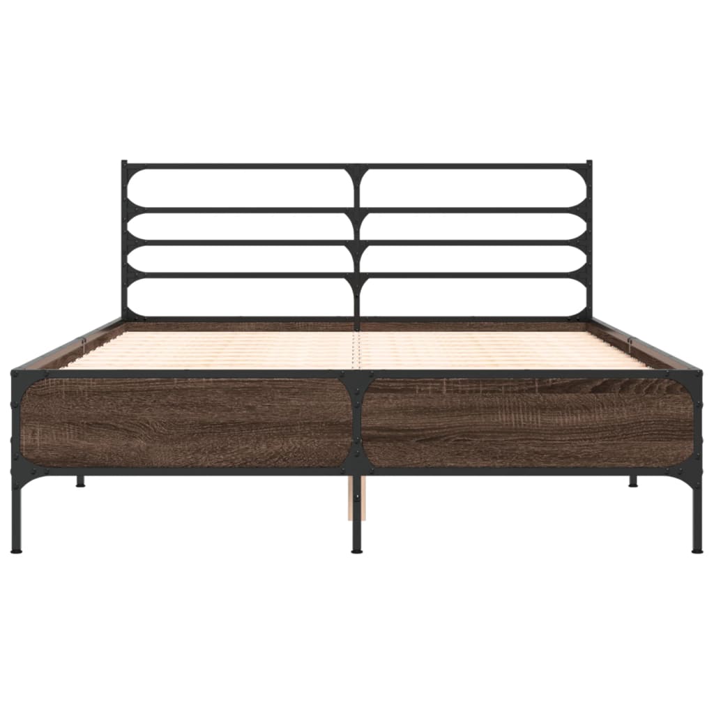Cadre de lit sans matelas chêne marron 135x190 cm - XIOS