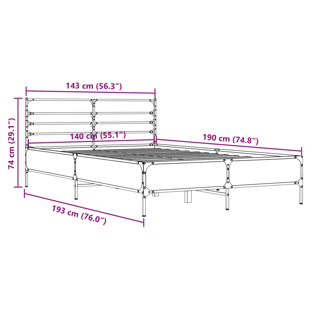 Cadre de lit sans matelas chêne sonoma 140x190 cm - XIOS