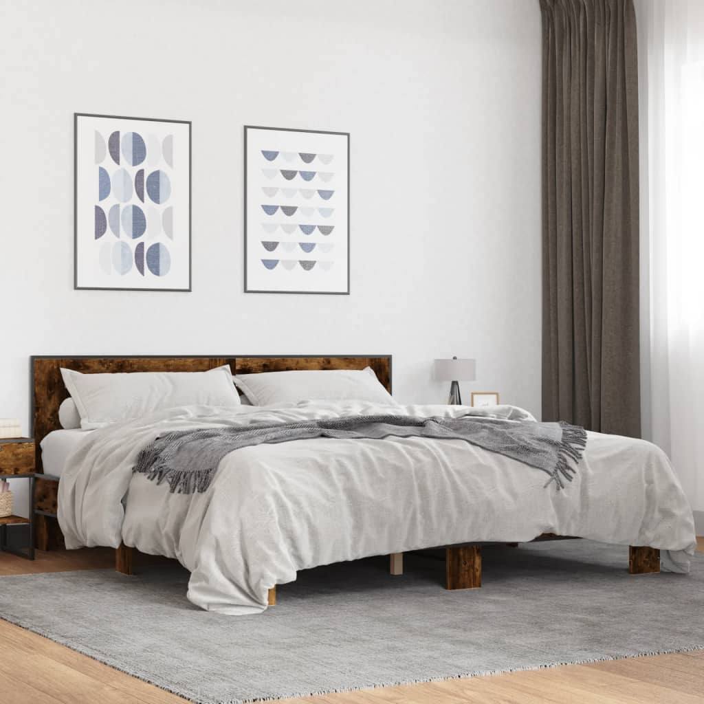 Cadre de lit sans matelas chêne fumé 200x200 cm - XIOS