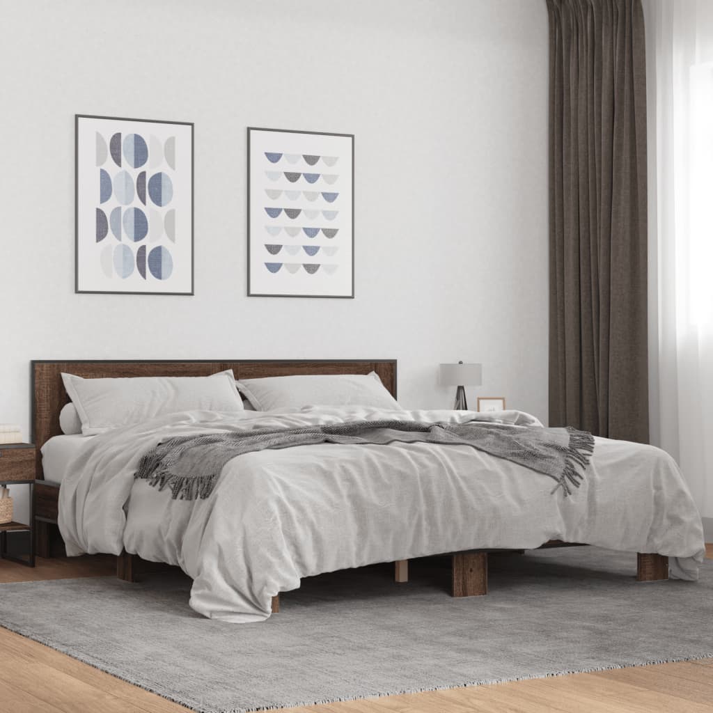 Cadre de lit sans matelas chêne marron 200x200 cm - XIOS
