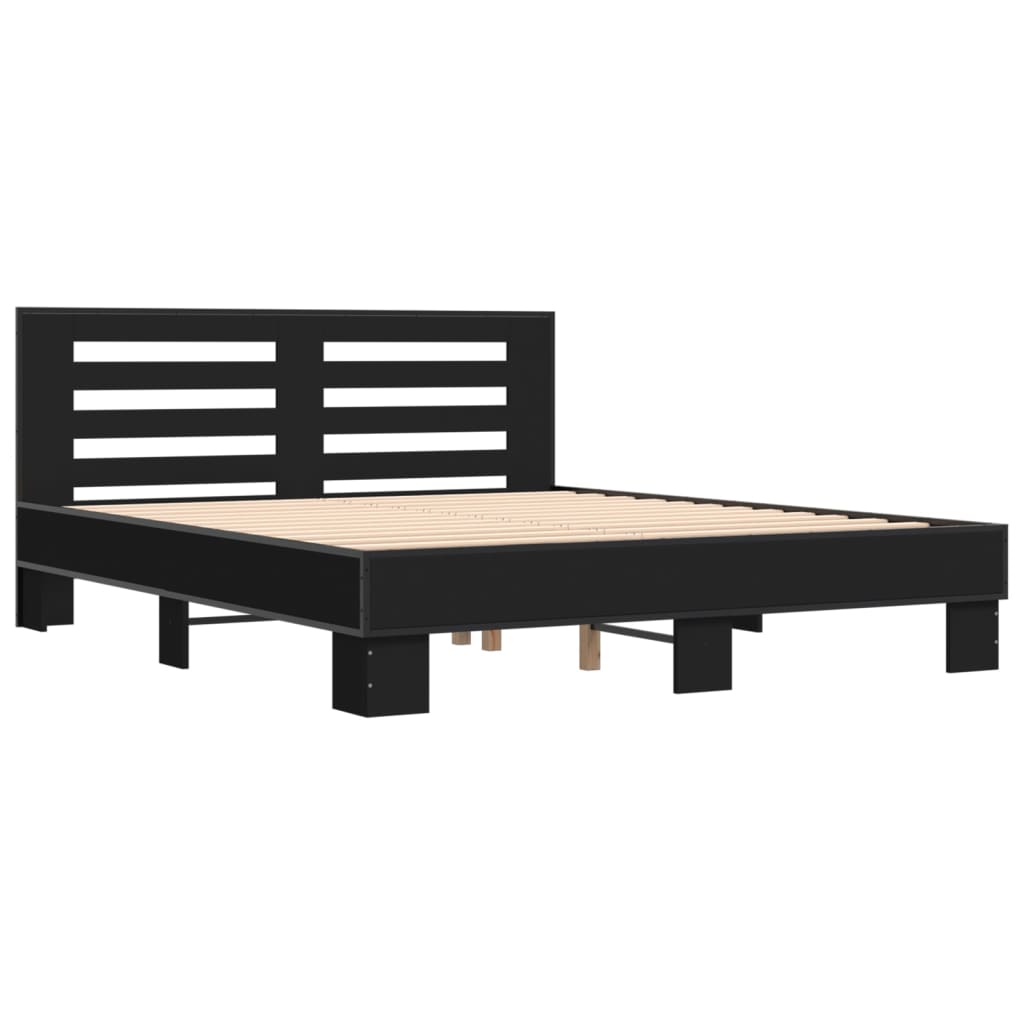 Cadre de lit sans matelas noir 150x200 cm - XIOS