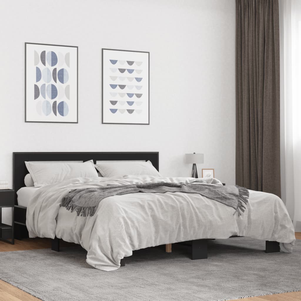 Cadre de lit sans matelas noir 150x200 cm - XIOS
