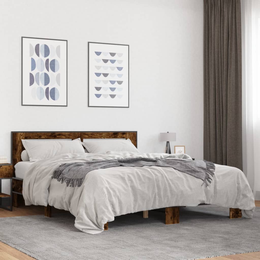 Cadre de lit sans matelas chêne fumé 150x200 cm - XIOS