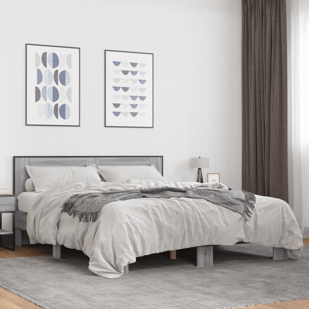 Cadre de lit sans matelas sonoma gris 150x200 cm - XIOS