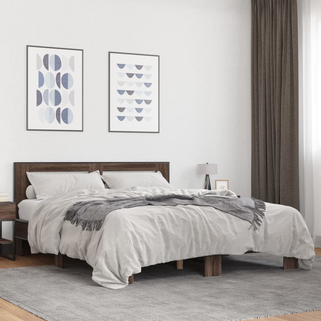 Cadre de lit sans matelas chêne marron 150x200 cm - XIOS