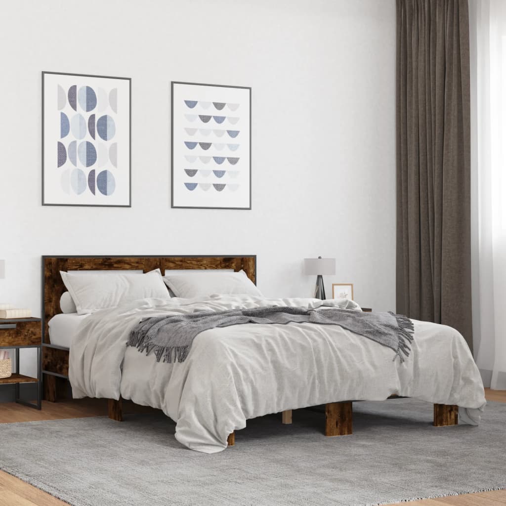 Cadre de lit sans matelas chêne fumé 140x200 cm - XIOS