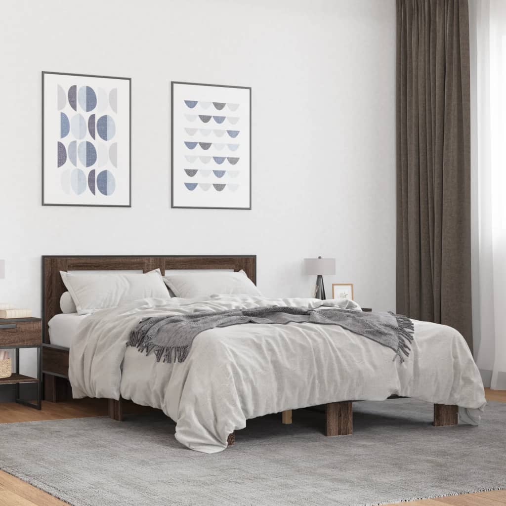 Cadre de lit sans matelas chêne marron 140x200 cm - XIOS