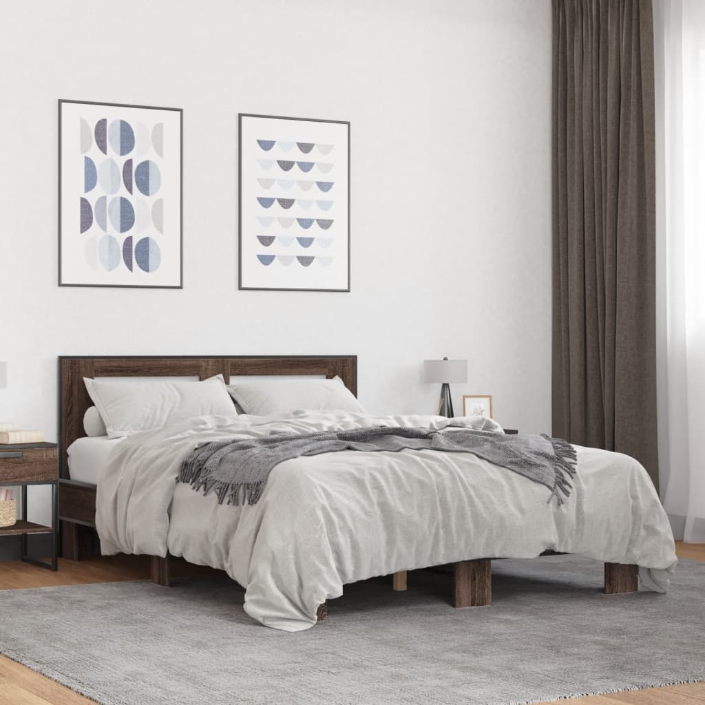 Cadre de lit sans matelas chêne marron 140x190 cm - XIOS