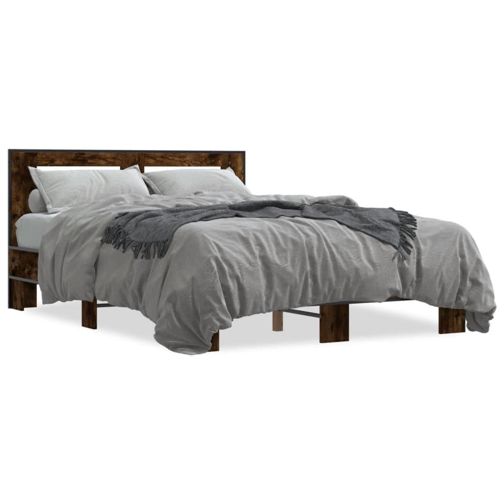 Cadre de lit sans matelas chêne fumé 135x190 cm - XIOS