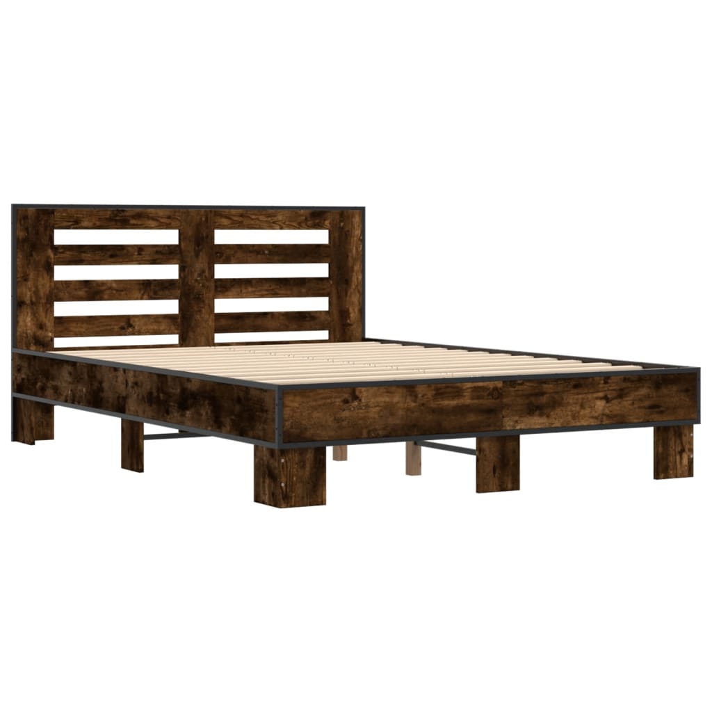Cadre de lit sans matelas chêne fumé 135x190 cm - XIOS