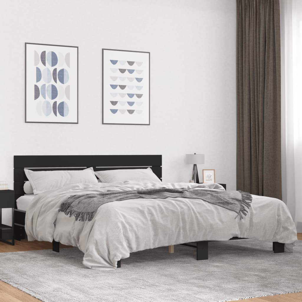 Cadre de lit sans matelas noir 200x200 cm - XIOS