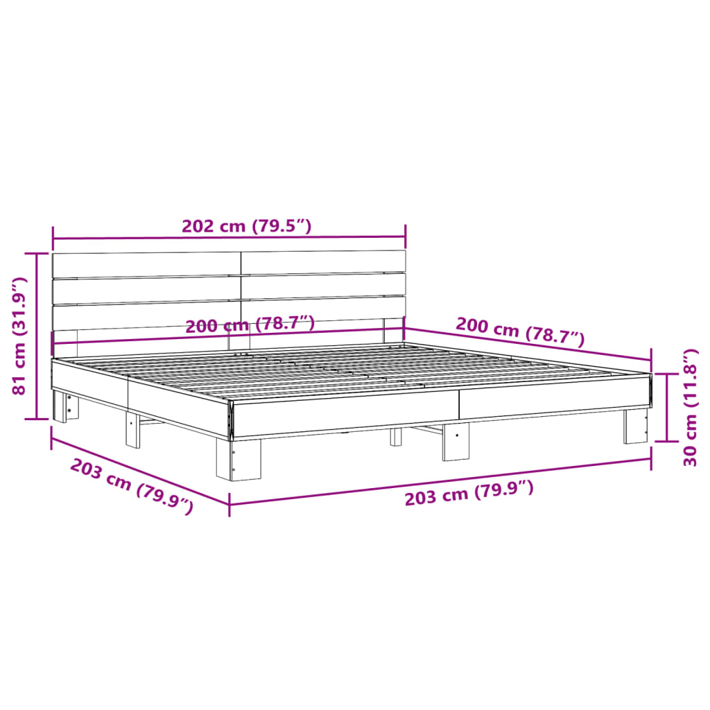 Cadre de lit sans matelas chêne sonoma 200x200 cm - XIOS