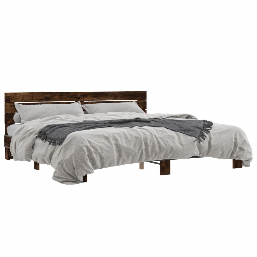 Cadre de lit sans matelas chêne fumé 200x200 cm - XIOS