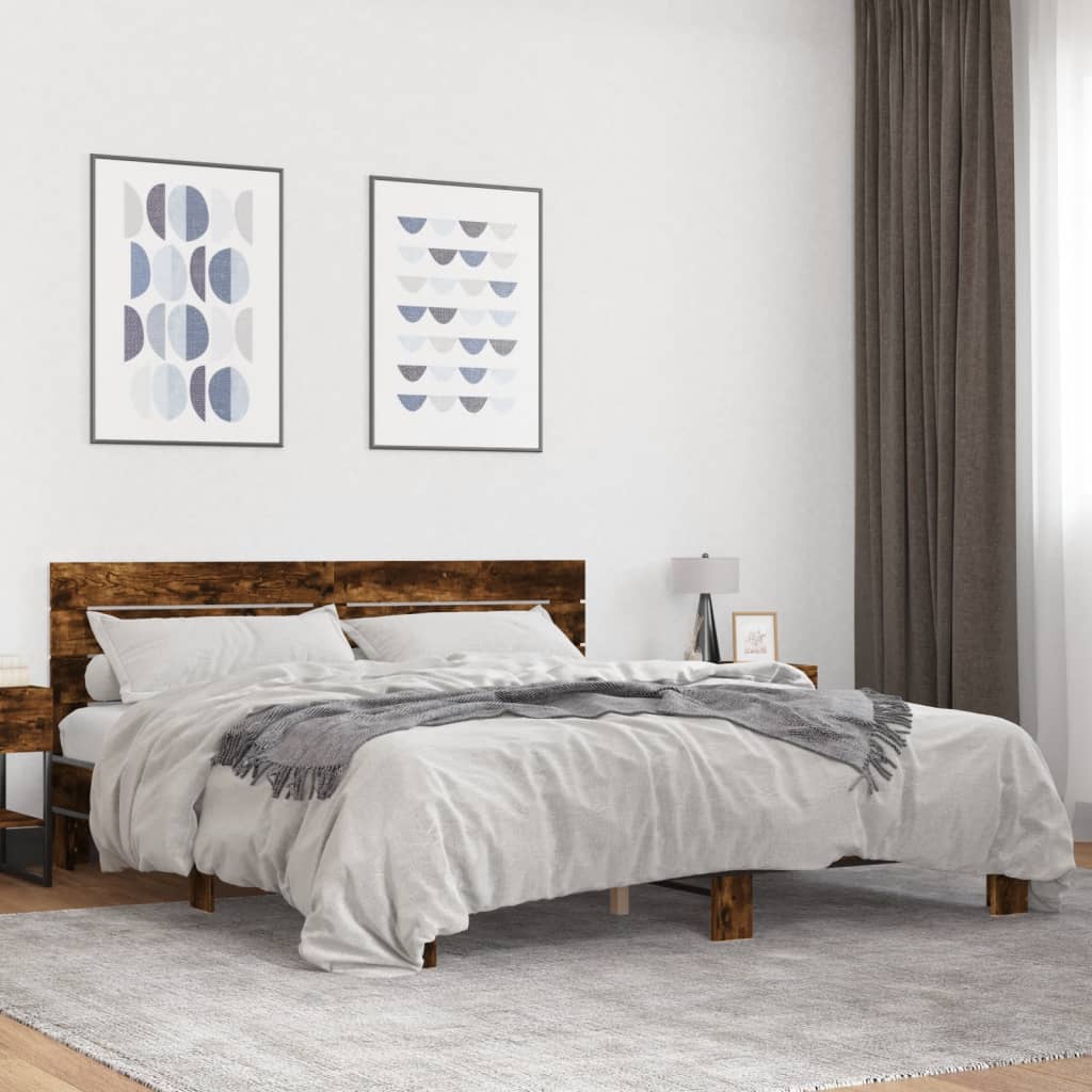 Cadre de lit sans matelas chêne fumé 200x200 cm - XIOS