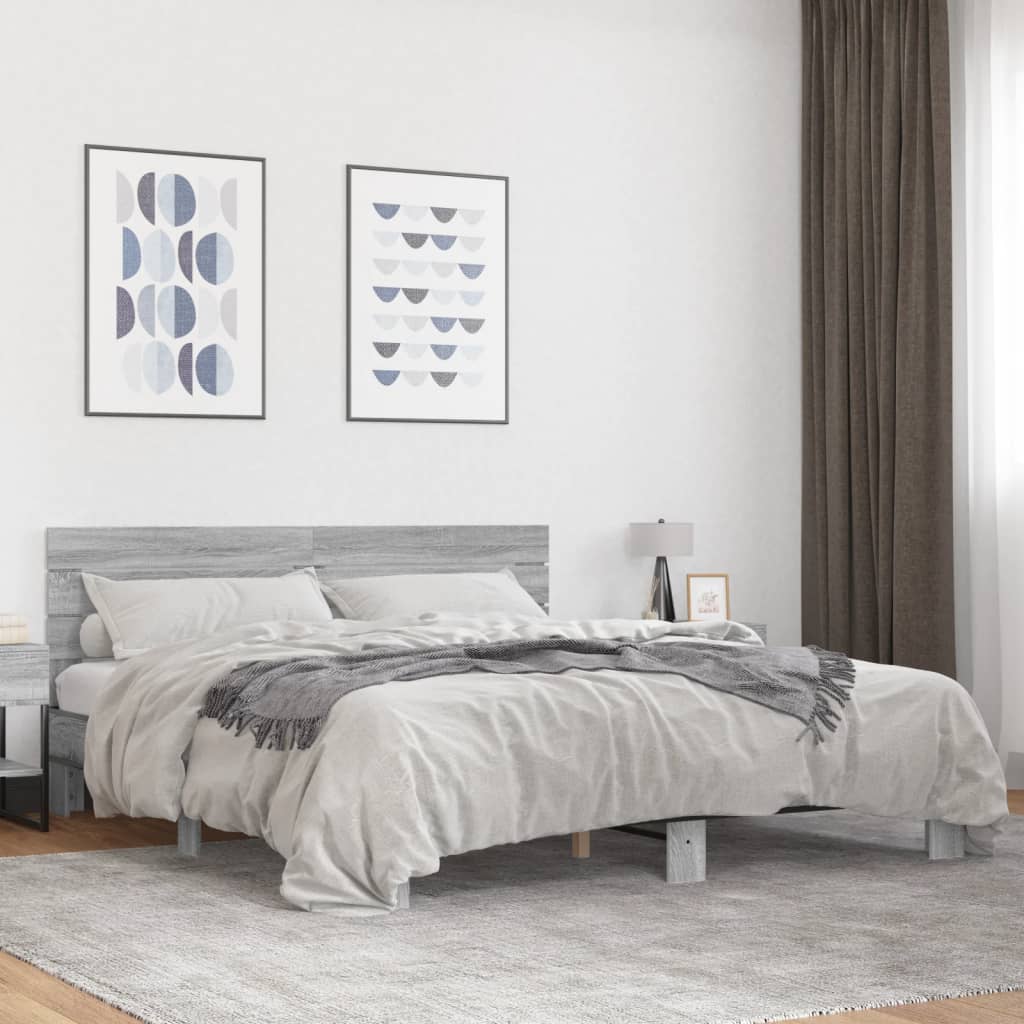 Cadre de lit sans matelas sonoma gris 200x200 cm - XIOS
