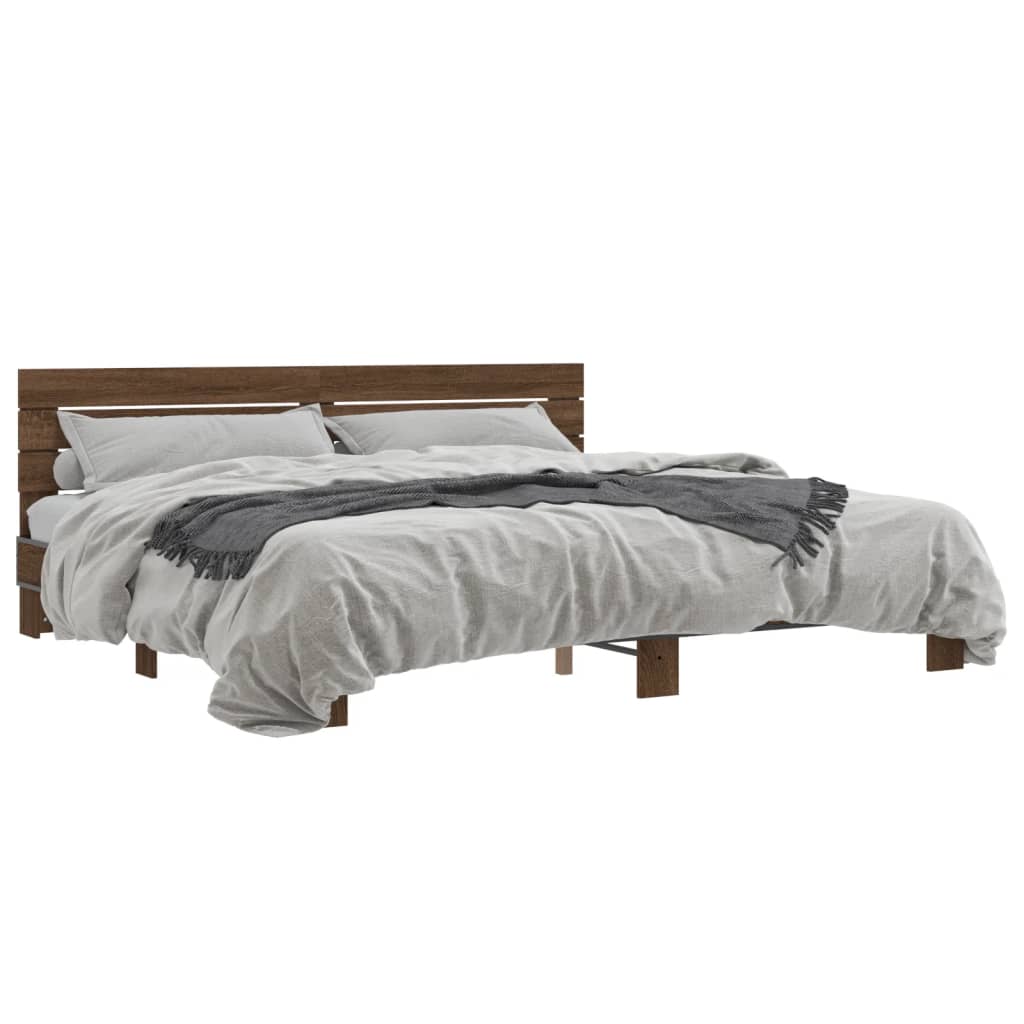Cadre de lit sans matelas chêne marron 200x200 cm - XIOS