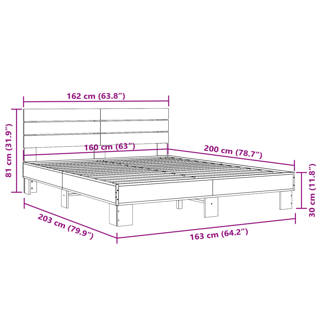 Cadre de lit sans matelas noir 160x200 cm - XIOS