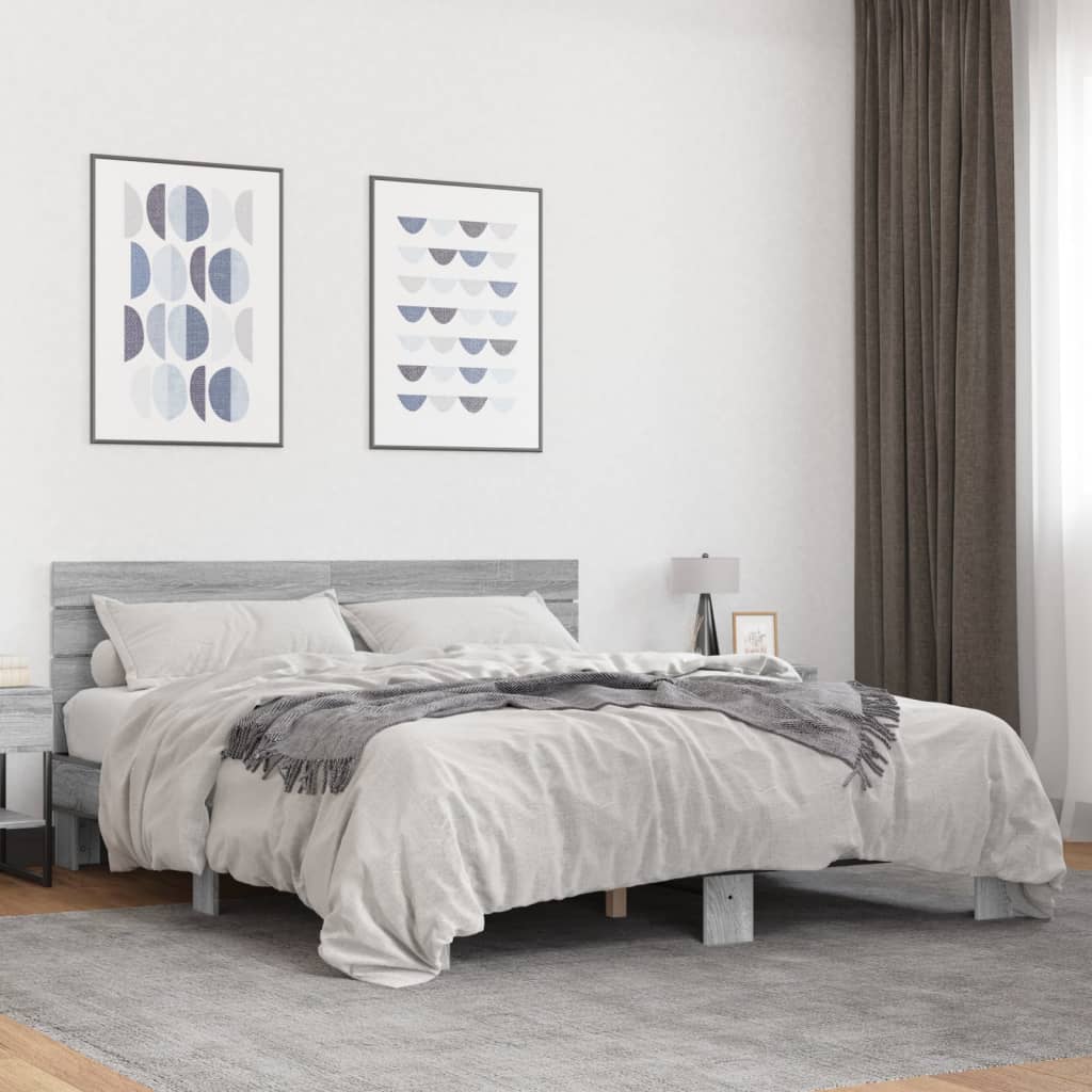 Cadre de lit sans matelas sonoma gris 150x200 cm - XIOS