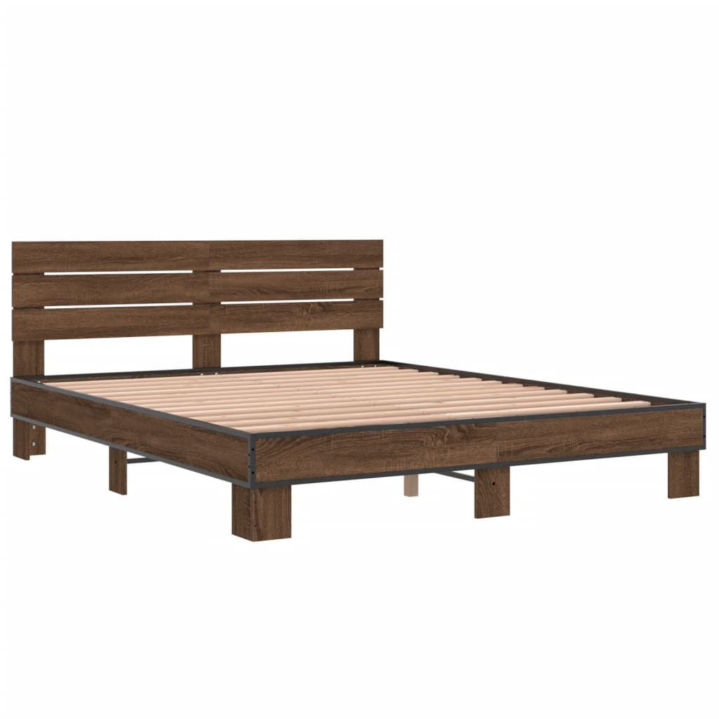 Cadre de lit sans matelas chêne marron 150x200 cm - XIOS