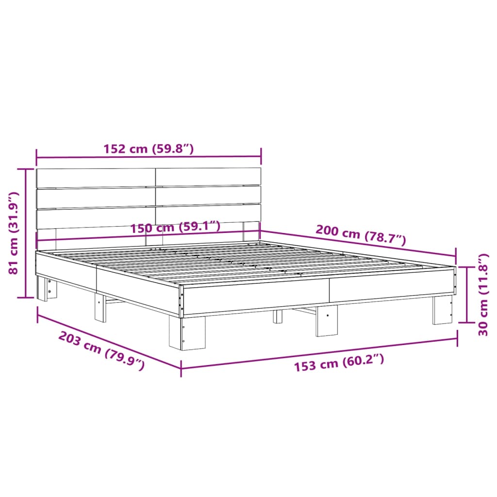 Cadre de lit sans matelas chêne marron 150x200 cm - XIOS
