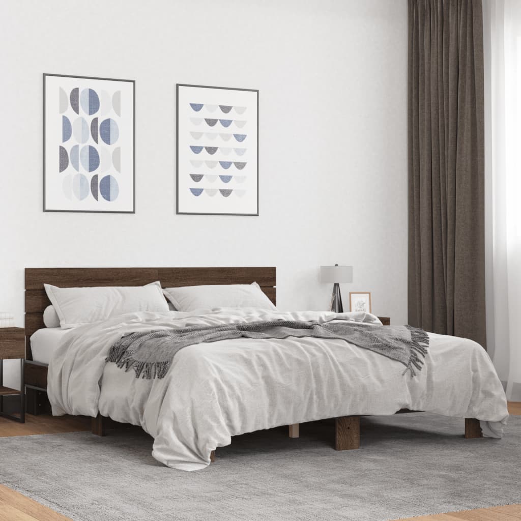 Cadre de lit sans matelas chêne marron 150x200 cm - XIOS