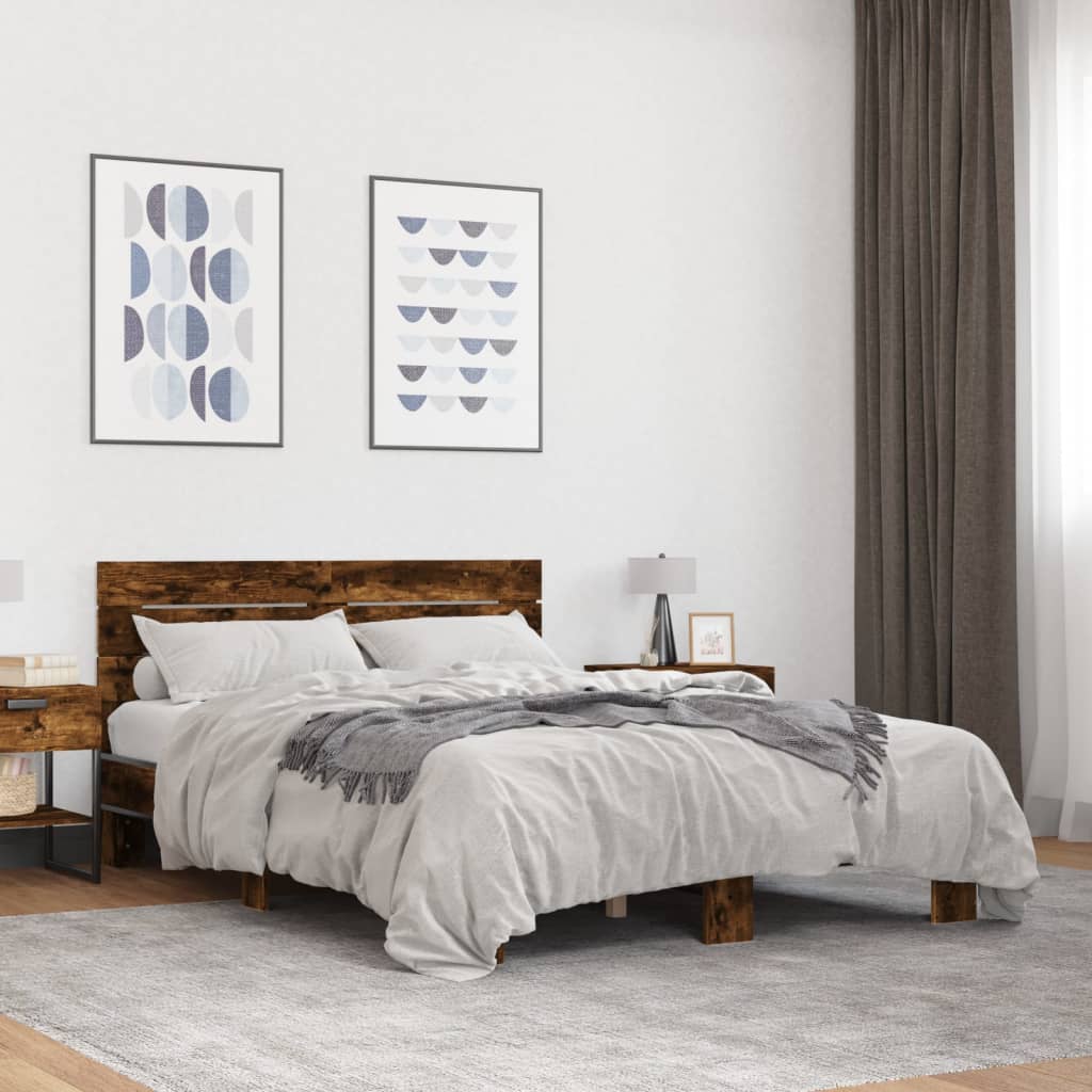 Cadre de lit sans matelas chêne fumé 140x200 cm - XIOS