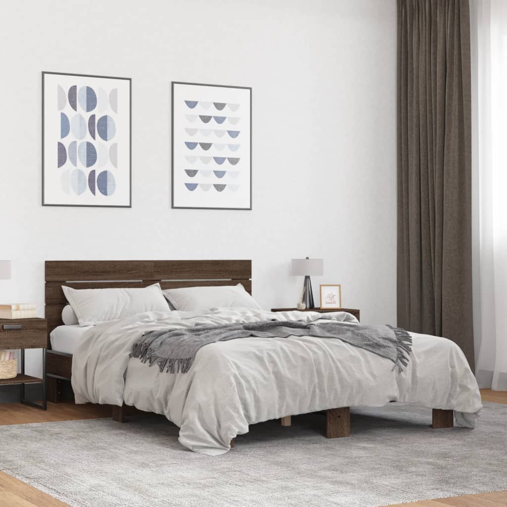 Cadre de lit sans matelas chêne marron 140x200 cm - XIOS