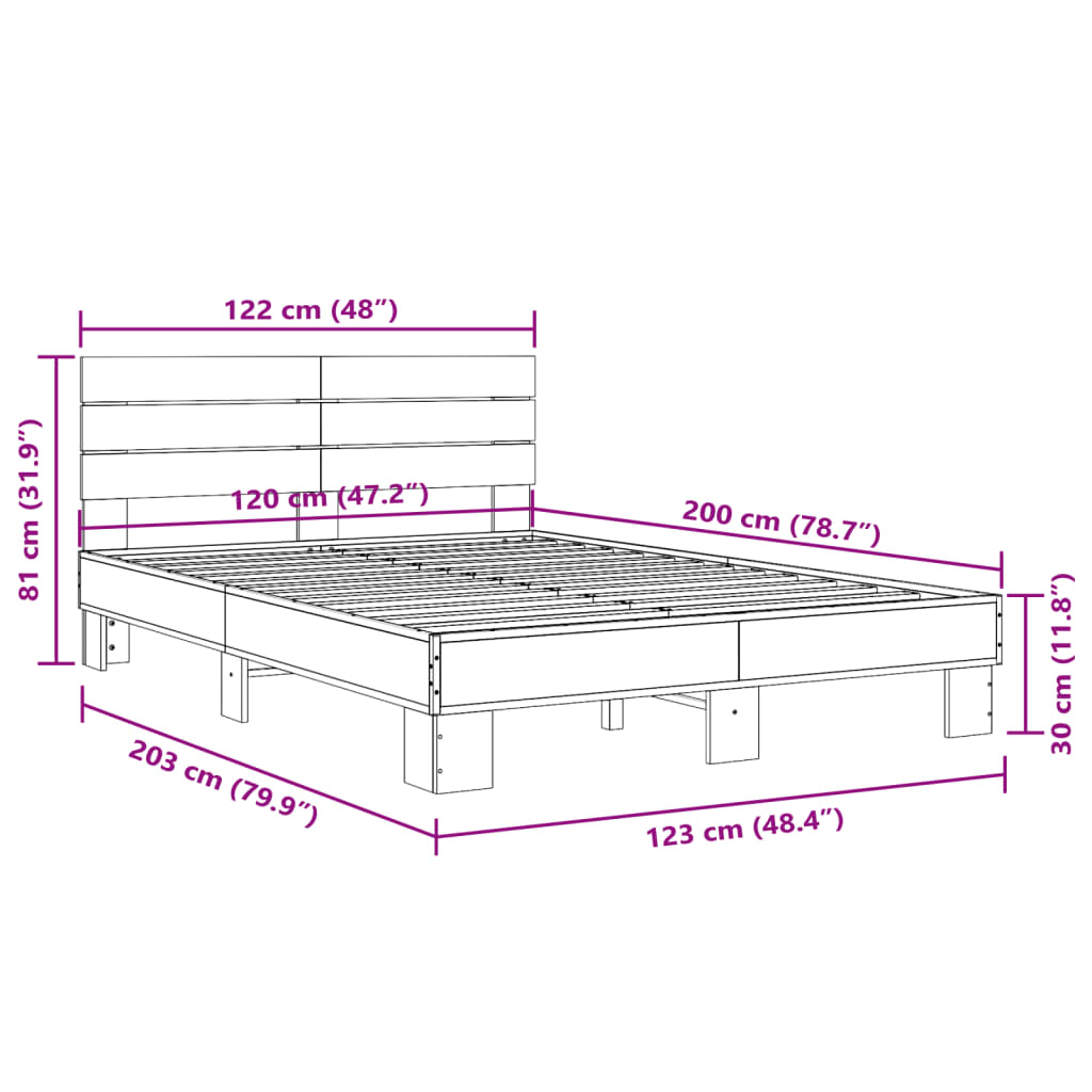 Cadre de lit sans matelas noir 120x200 cm - XIOS
