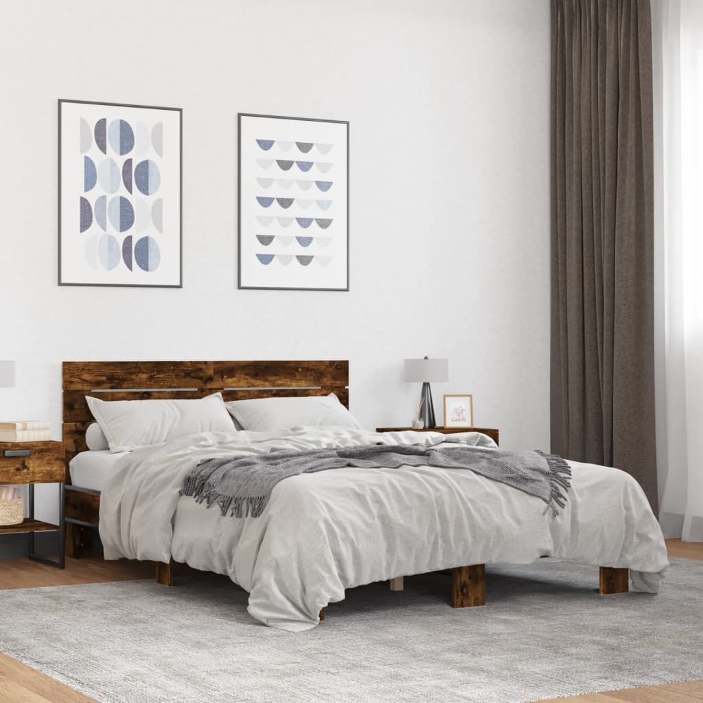 Cadre de lit sans matelas chêne fumé 120x200 cm - XIOS