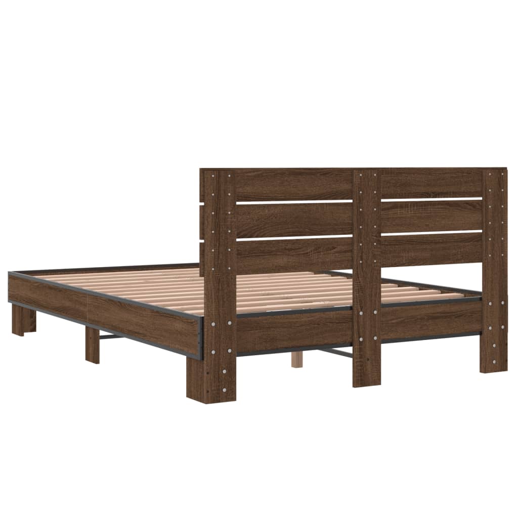 Cadre de lit sans matelas chêne marron 135x190 cm - XIOS