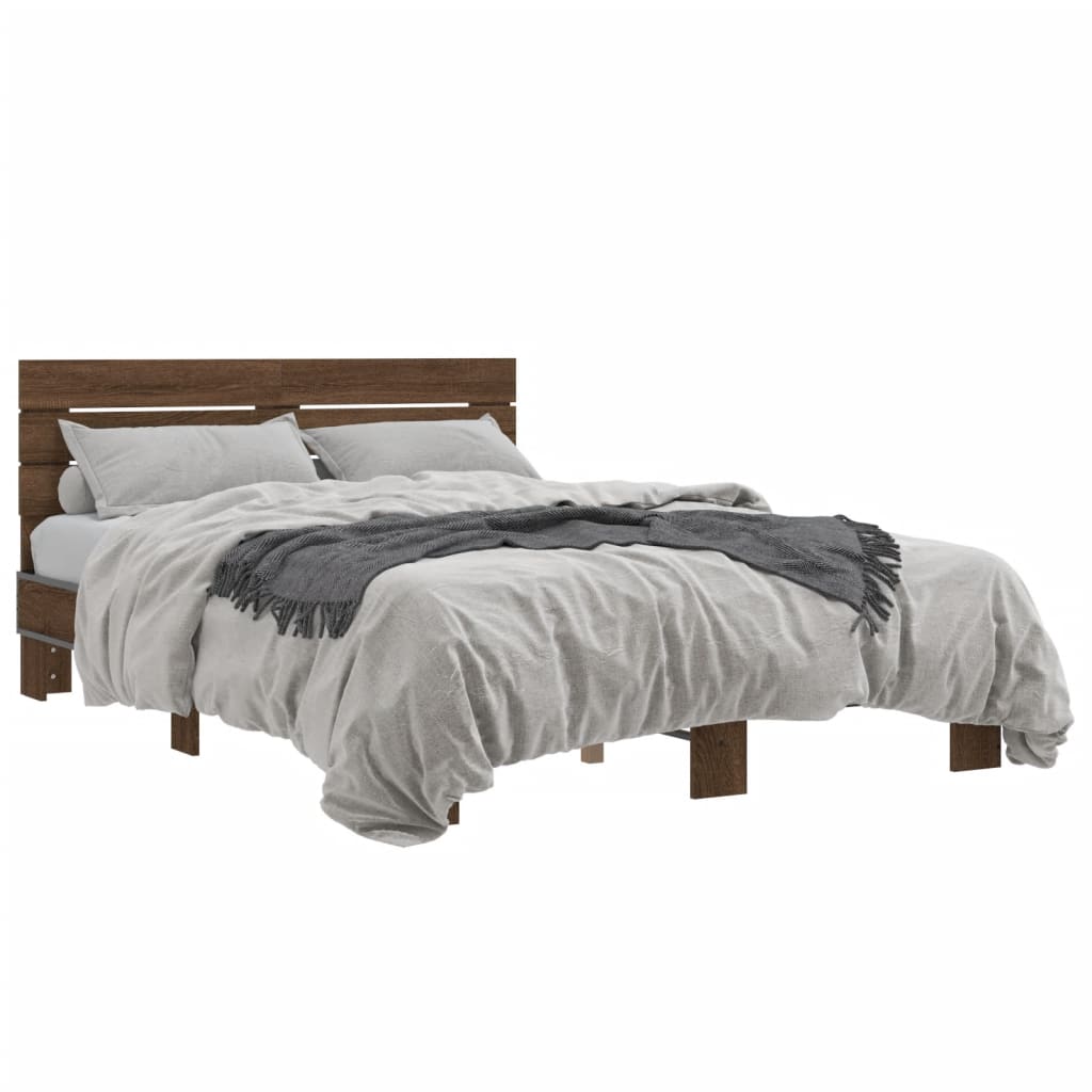 Cadre de lit sans matelas chêne marron 140x190 cm - XIOS