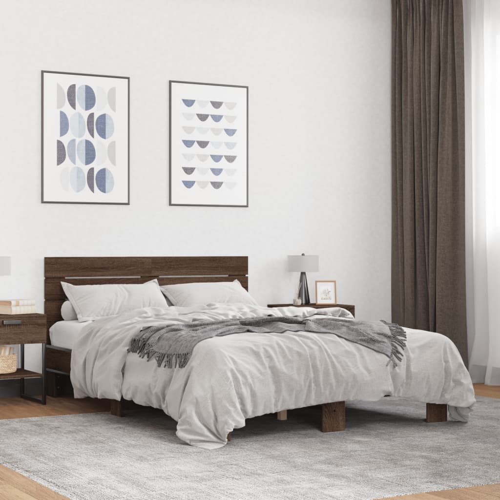 Cadre de lit sans matelas chêne marron 140x190 cm - XIOS