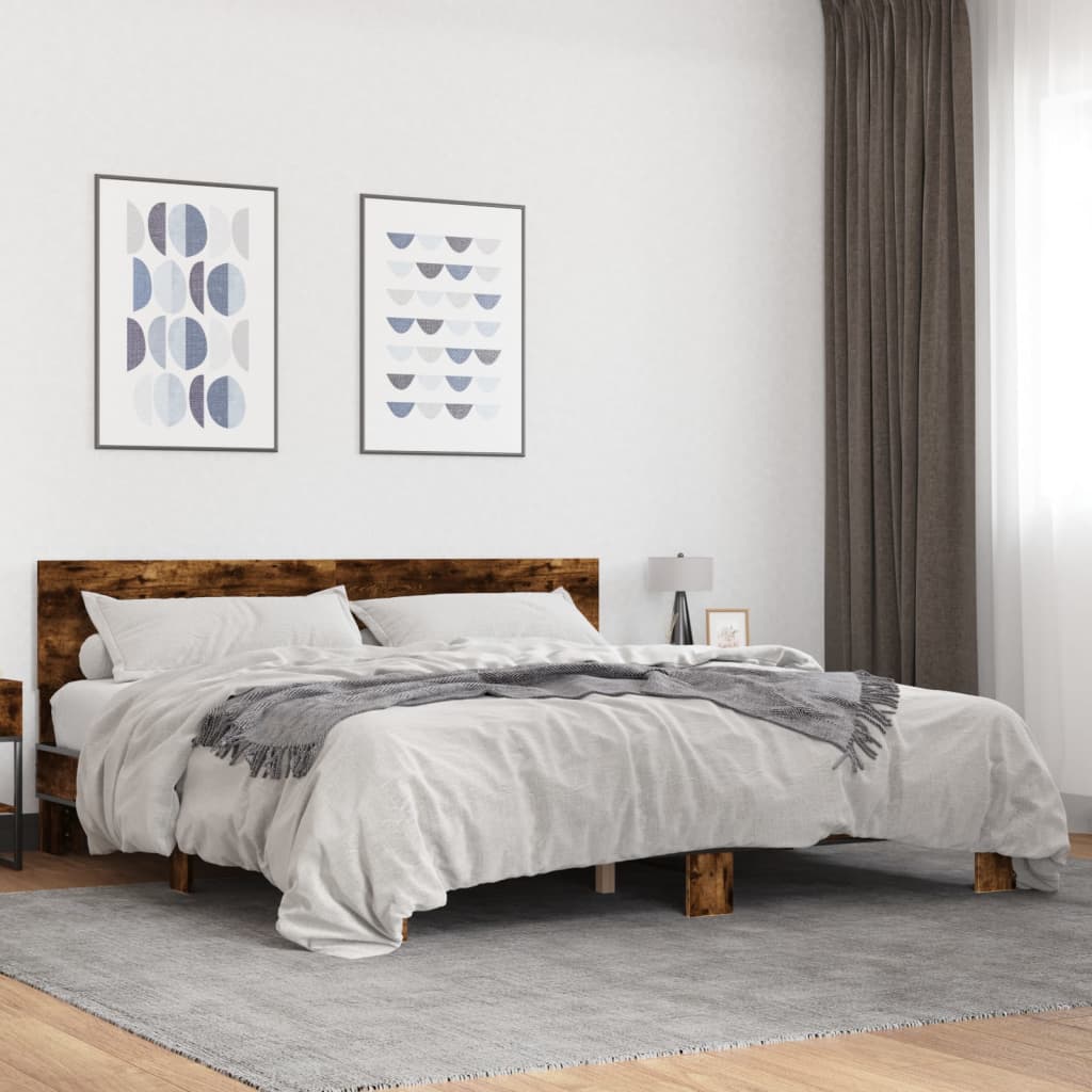 Cadre de lit sans matelas chêne fumé 200x200 cm - XIOS