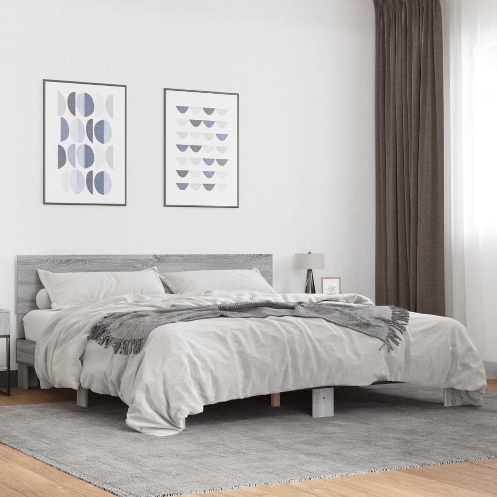 Cadre de lit sans matelas sonoma gris 200x200 cm - XIOS
