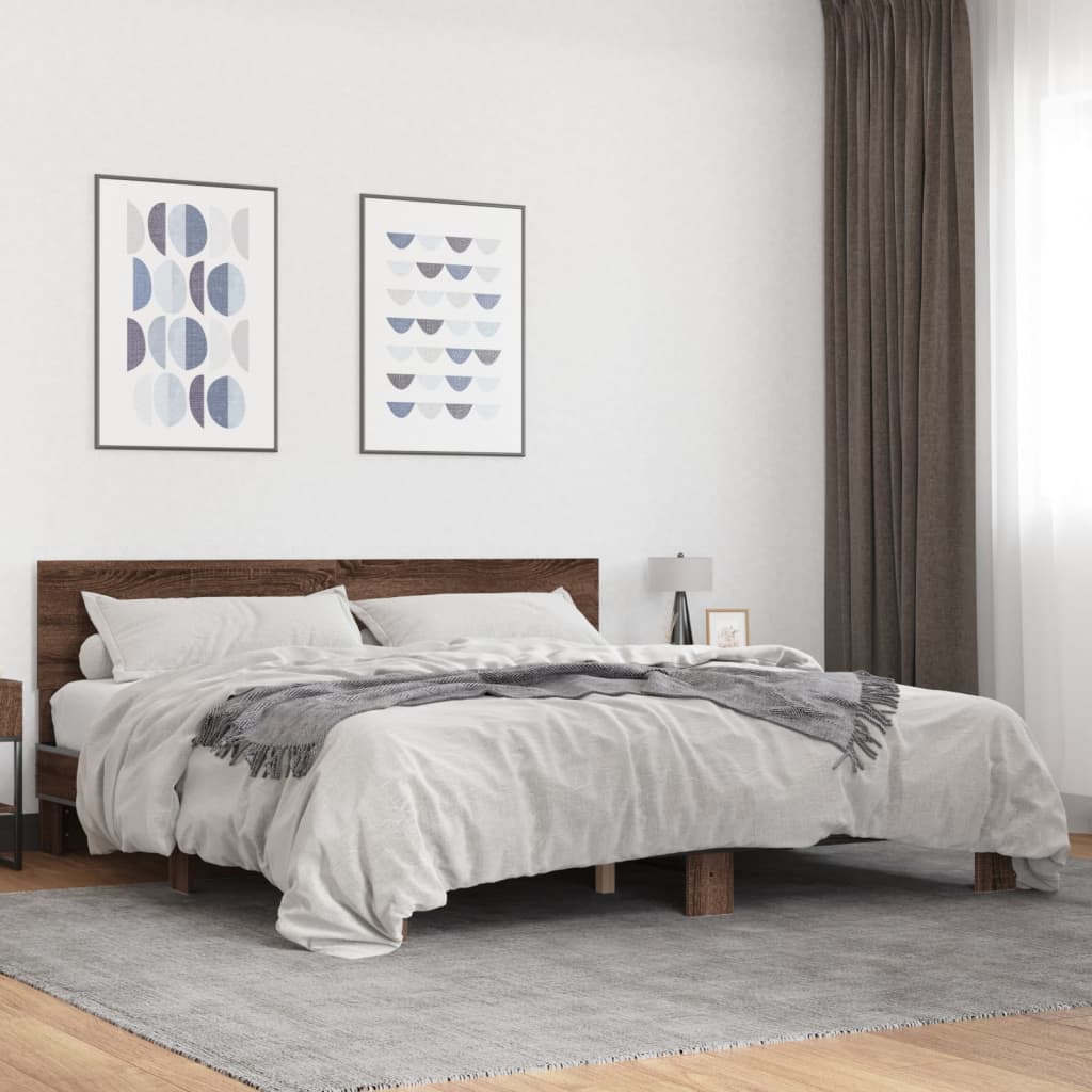 Cadre de lit sans matelas chêne marron 200x200 cm - XIOS